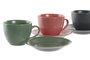 DKD Home Decor Lianfeng 21 Set de 6 Vasos de Café, Gres y Rubberwood, Verde y Rosa, 17 x 35 x 16 cm