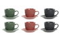DKD Home Decor Lianfeng 21 Set de 6 Vasos de Café, Gres y Rubberwood, Verde y Rosa, 17 x 35 x 16 cm