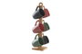 DKD Home Decor Set de 6 Tazas de Gres y Madera de Caucho Verde, 160 ml