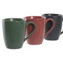 DKD Home Decor Set de 4 Tazas de Gres y Rubberwood Verde, 300 ml