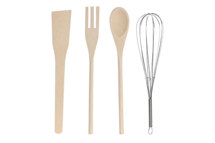 DKD Home Decor Lianfeng 21 Bote Utensilios Gres Rubberwood Set 5 Verde Rosa Gris Oscuro Natural 10x10x14 cm