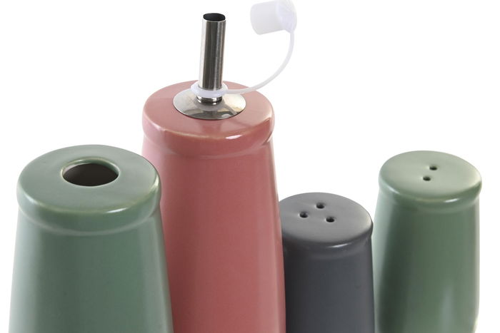 DKD Home Decor Aceitera Vinagrera Lianfeng 21 Verde Rosa Blanco Natural Gres Rubberwood 16 x 22.5 x 19 cm Set 4 Piezas DKD Home Decor Aceitera Vinagrera Lianfeng 21 Verde Rosa Blanco Natural Gres Rubberwood 16 x 22.5 x 19 cm Set 4 Piezas