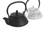 DKD Home Decor Set de 2 Teteras de Hierro Colado e Inox, 1,2L, Negro y Blanco