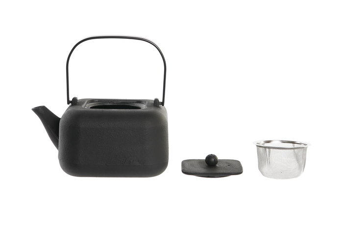 DKD Home Decor Tetera Oriental Hierro Colado Inox Negro Blanco 1.2l (2 Unidades) 13.5 x 17 x 18 cm
