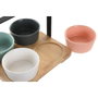 DKD Home Decor Set de Aperitivo 5 piezas de Bambú y Porcelana 20x20x14 cm Multicolor y Natural