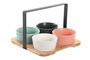 DKD Home Decor Set de Aperitivo 5 piezas de Bambú y Porcelana 20x20x14 cm Multicolor y Natural