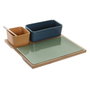 DKD Home Decor Set de Aperitivo de 5 Piezas en Bambú y Porcelana Multicolor