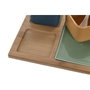 DKD Home Decor Set de Aperitivo 8 Piezas de Bambú y Porcelana Multicolor
