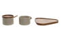 DKD Home Decor Azucarero y Lechera Beige Marron Rubberwood Porcelana Set 2 Piezas 18.5 x 7 x 19.5 cm