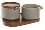 DKD Home Decor Set de Azucarero y Lechera en Madera de Caucho y Porcelana