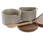 DKD Home Decor Set de Azucarero y Lechera en Madera de Caucho y Porcelana