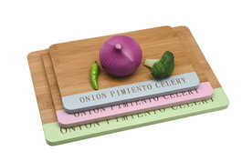 DKD Home Decor Set de 3 Tablas de Cortar de Bambú, Colores Variados