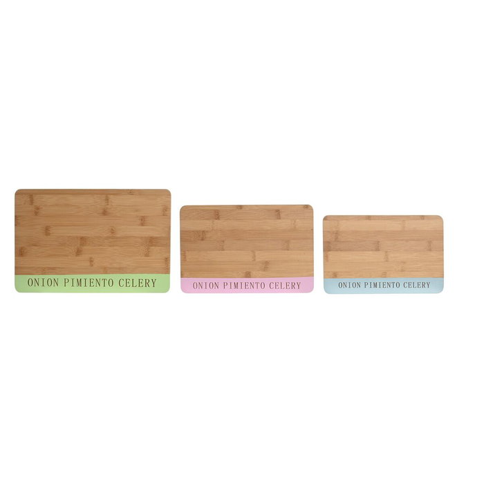 Tabla de cortar DKD Home Decor Azul Verde Rosa Bambú 33,5 x 22,4 x 1,2 cm