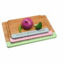 DKD Home Decor Tabla Cortar Bambu Inox Azul Verde 2 x 33.5 x 24 cm Set de 4