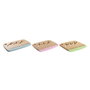 DKD Home Decor Tabla Cortar Bambu Inox Azul Verde 2 x 33.5 x 24 cm Set de 4