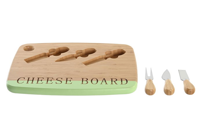 DKD Home Decor Tabla Cortar Bambu Inox Azul Verde 2 x 33.5 x 24 cm Set de 4 DKD Home Decor Tabla Cortar Bambu Inox Azul Verde 2 x 33.5 x 24 cm Set de 4