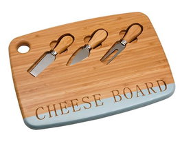 DKD Home Decor Set de 4 Tablas de Cortar de Bambú y 3 Tablas para Queso Surtidas