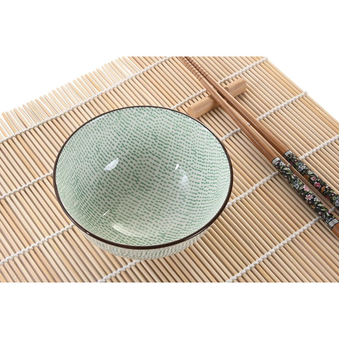 DKD Home Decor Set de Sushi 16 Piezas Verde en Gres y Bambú DKD Home Decor Set de Sushi 16 Piezas Verde en Gres y Bambú