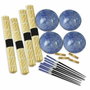 DKD Home Decor Sushi Set 16 Piezas Bambú y Gres Negro