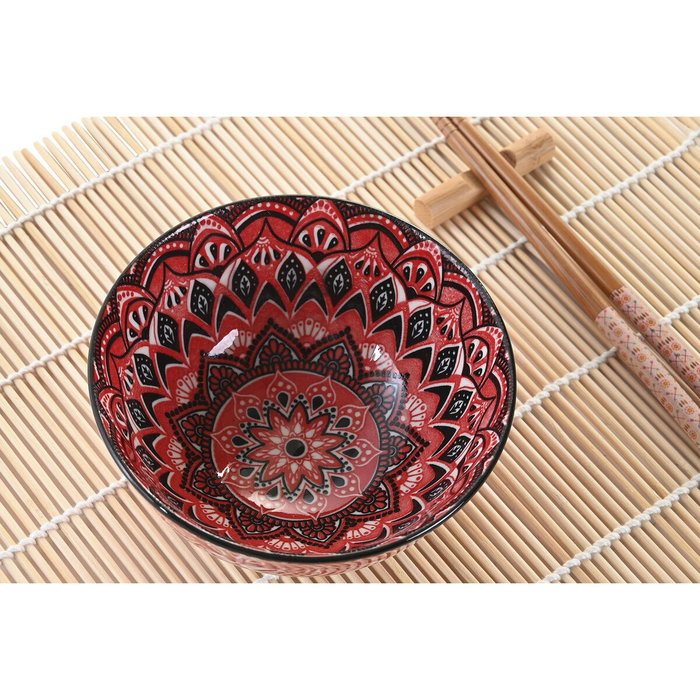 DKD Home Decor Sushi Set Mandala 16 Piezas Fucsia