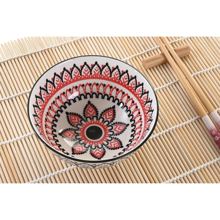DKD Home Decor Sushi Set Mandala 16 Piezas en Gres y Bambú DKD Home Decor Sushi Set Mandala 16 Piezas en Gres y Bambú