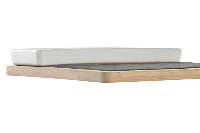 DKD Home Decor Tabla Aperitivo Basicos Bambu Pizarra Natural Negro Set 3 Piezas 24 x 7 x 2.5 cm