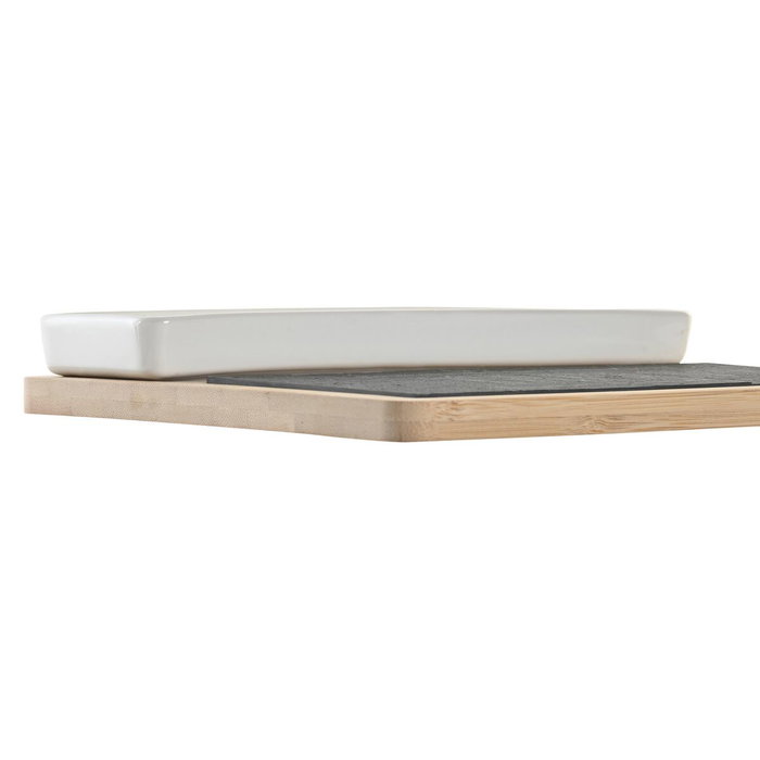 DKD Home Decor Set de 3 Tablas para Aperitivo de Bambú y Pizarra con Tapas