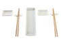DKD Home Decor Set de 7 Piezas Sushi Oriental Blanco Natural Gres Bambú 24 x 7 x 2 cm