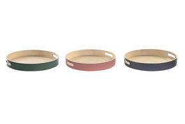 DKD Home Decor Set de 3 Bandejas de Bambú VERMOS Surtidas