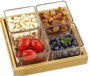 DKD Home Decor Set de Tabla para Aperitivo de Cristal y Bambú 5 Piezas