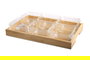 DKD Home Decor Tabla Aperitivo Basicos Cristal y Bambu Natural Set 7 Piezas 21 x 6 x 32 cm