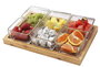 DKD Home Decor Set de Tabla para Aperitivo de Bambú y Cristal