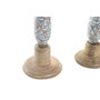 DKD Home Decor Set de 2 Portavelas de Mango y Metal Marrón