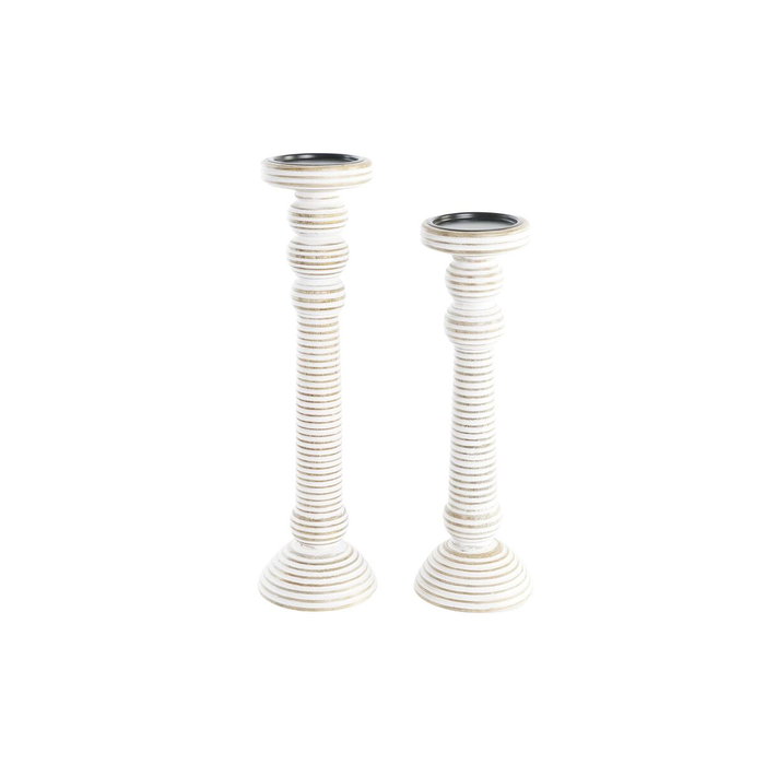 DKD Home Decor Set de 2 Portavelas de Mango y Hierro Acabado Decape