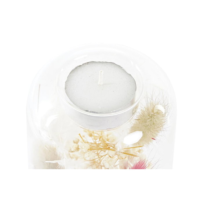 DKD Home Decor Portavelas de Cristal con Flor Seca 8x8x11 cm, Surtido de 2 unidades DKD Home Decor Portavelas de Cristal con Flor Seca 8x8x11 cm, Surtido de 2 unidades