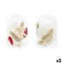 DKD Home Decor Portavelas de Cristal con Flor Seca 8x8x11 cm, Surtido de 2 unidades
