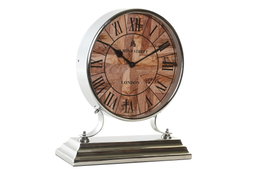 DKD Home Decor Reloj de sobremesa de aluminio niquelado plateado