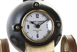 DKD Home Decor Reloj Sobremesa Colonial Negro Dorado Aluminio Resina 20.5 x 21.5 x 20.5 cm