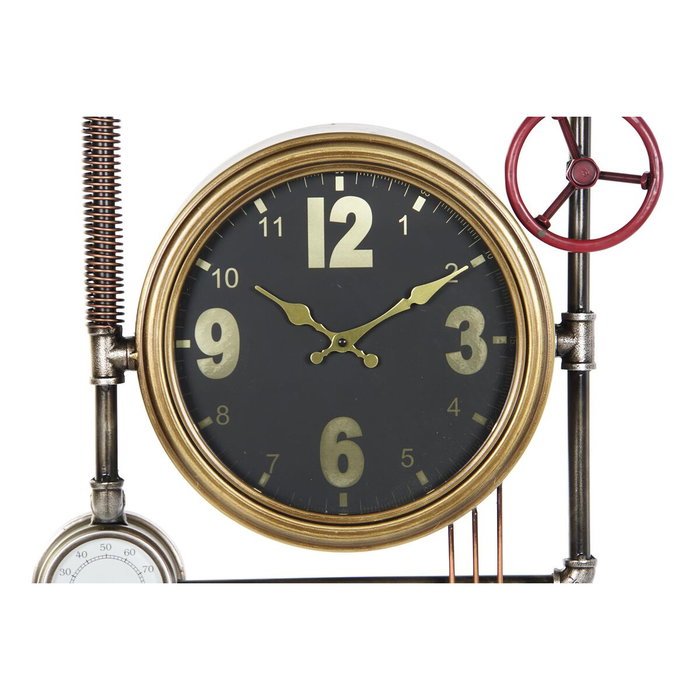 DKD Home Decor Reloj de Pared de Hierro y Cristal Dorado