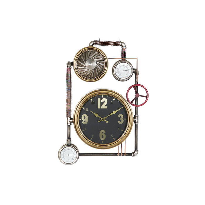 DKD Home Decor Reloj de Pared de Hierro y Cristal Dorado