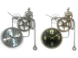 DKD Home Decor Reloj de Pared de Hierro y Cristal, Surtido de 2 Unidades (Dorado y Plateado)