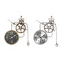 DKD Home Decor Reloj de Pared de Hierro y Cristal, Surtido de 2 Unidades (Dorado y Plateado)