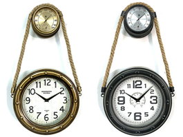 DKD Home Decor Set de 2 Relojes de Pared Vintage en Hierro y Cristal, Dorado y Negro
