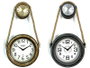 DKD Home Decor Set de 2 Relojes de Pared Vintage en Hierro y Cristal, Dorado y Negro