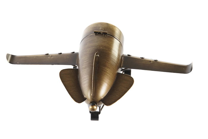 DKD Home Decor Reloj Sobremesa Loft Dorado Plateado Avion 23 x 14 x 42 cm (2 Unidades)