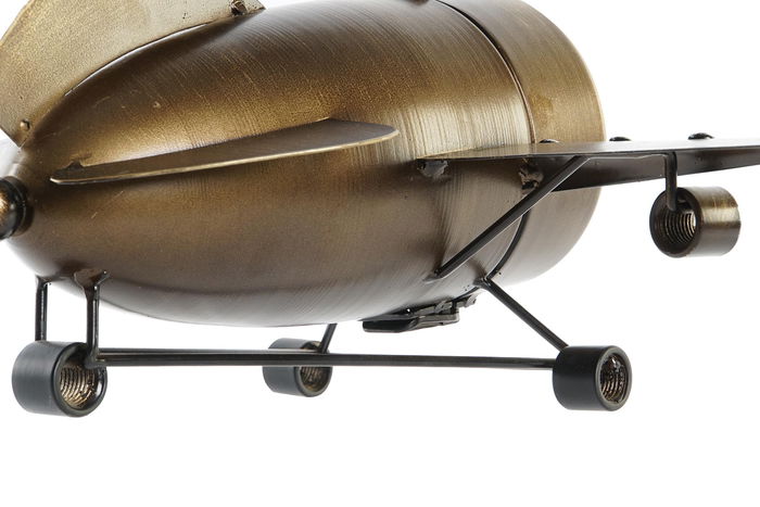 DKD Home Decor Reloj Sobremesa Loft Dorado Plateado Avion 23 x 14 x 42 cm (2 Unidades)