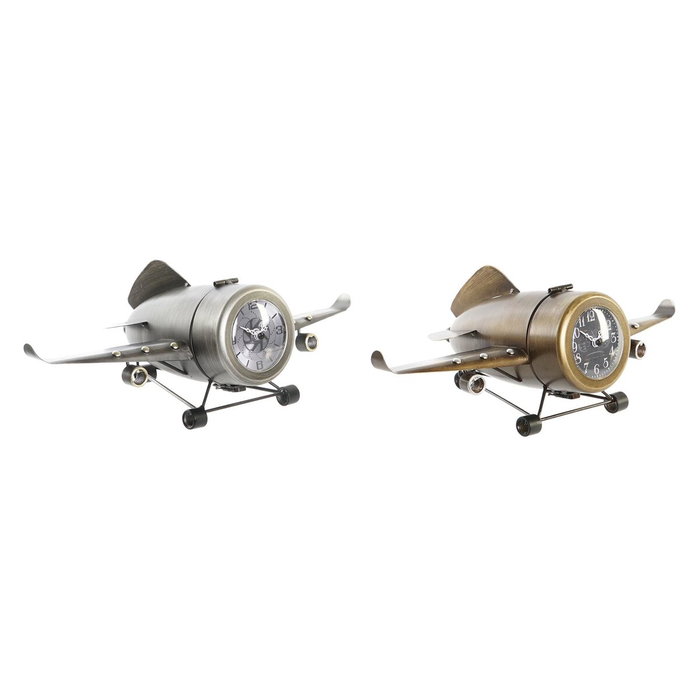 DKD Home Decor Reloj de Sobremesa de Hierro Diseño Avión, Pack de 2 (Dorado y Plateado) DKD Home Decor Reloj de Sobremesa de Hierro Diseño Avión, Pack de 2 (Dorado y Plateado)