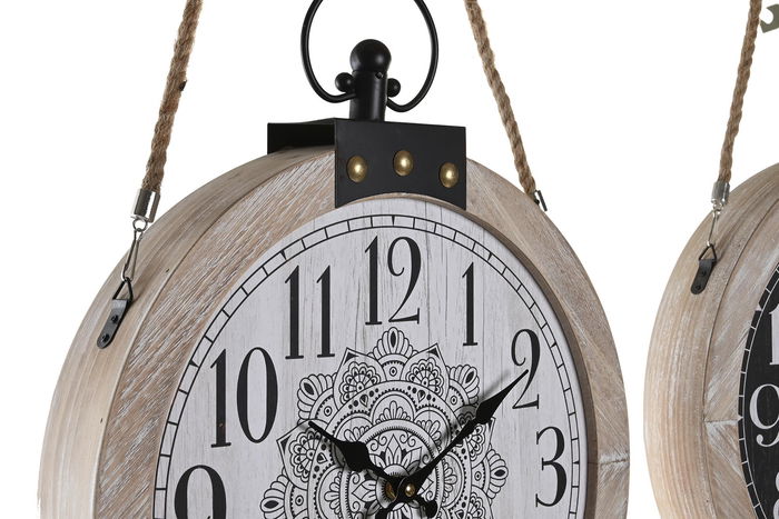 DKD Home Decor Reloj Sobremesa Boho Negro Blanco 2 Unidades 6.5 x 50 x 40 cm DKD Home Decor Reloj Sobremesa Boho Negro Blanco 2 Unidades 6.5 x 50 x 40 cm