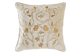 DKD Home Decor Cojin Shabby Dorado 45 x 45 x 10 cm Poliester con Flores