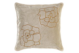 DKD Home Decor Cojin Shabby Dorado 45 x 45 x 10 cm Poliester con Flores